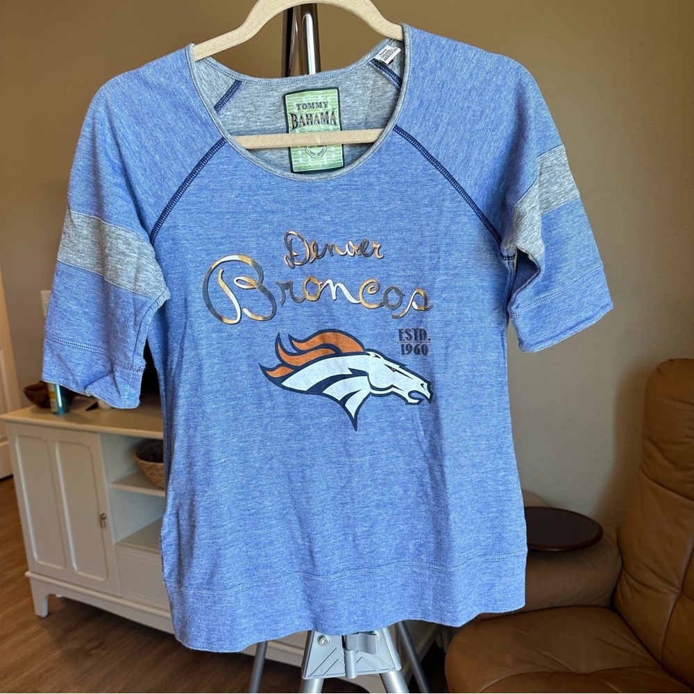 Tommy Bahama Blue and Gray Denver Broncos Tee